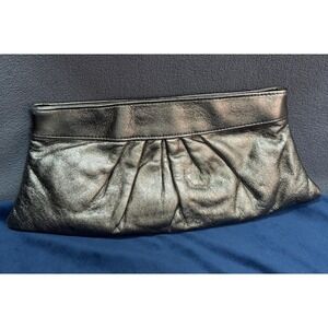 Vintage Lauren Merkin NYC Bronze Clutch Soft Leather Evening Bag Purse Handbag